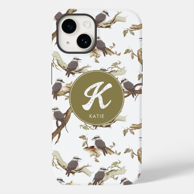 Coques Case-Mate iPhone Kookaburra Australian Eucalyptus Monogramme riant (Verso)