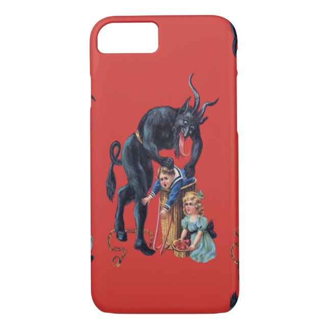 Coques Case-Mate iPhone krampus de Noël antique rouge (Dos)