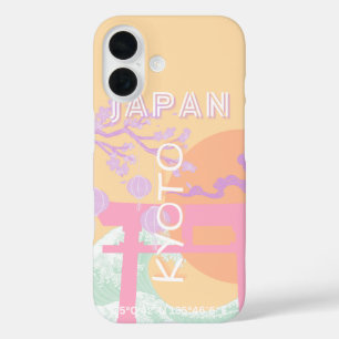 Coques iPhone 16 Kyoto Japan Travel Art, Orange Pastel Art