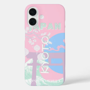 Coques iPhone 16 Kyoto Japan Travel Art, Pink Preppy Art
