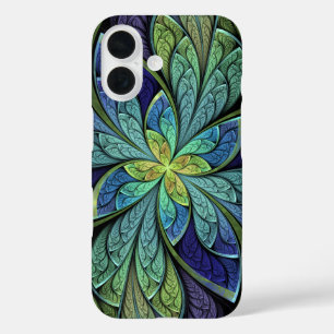 Coques iPhone 16 La Chanteuse IV verte et bleu d'abrégé sur de
