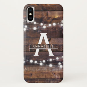 Case-Mate iPhone Case La ficelle en bois rustique moderne de monogramme