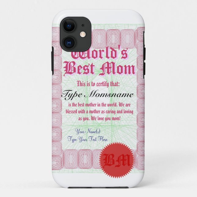 Coques Case-Mate iPhone La meilleure maman Certicate du monde (Dos)