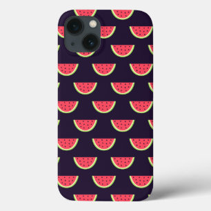 Etui iPhone 13 La pastèque de Neon sur le Motif pourpre