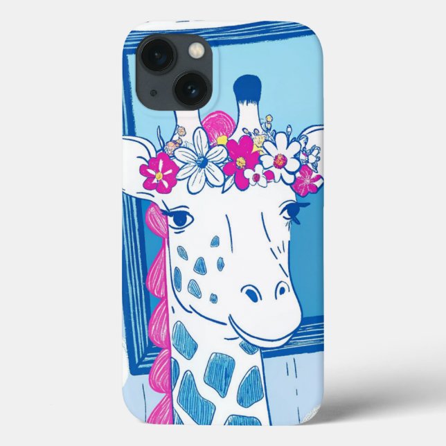 Coques Case-Mate iPhone La petite girafe aux fleurs pop art (Verso)