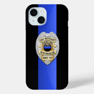 Coque Pour iPhone 15 La police Badge - Blue Line mince