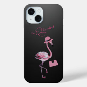 Coque Pour iPhone 15 La Reine A Retraité Classy Chic Flamant rose Rose