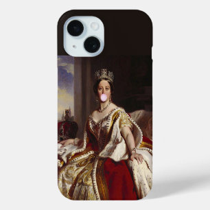 Coque Pour iPhone 15 La reine Victoria souffle une gomme à bulle rose