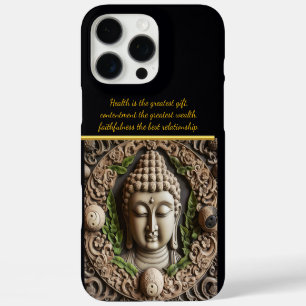Coques iPhone 16 Pro Max La sculpture bouddhiste de Feuilles et d'orbes. IA
