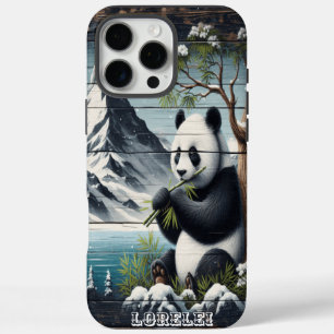 Coques iPhone 16 Pro Max La tache isolée de Panda : Contentement du bambou