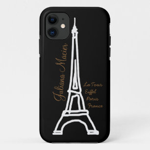 Coque iPhone 11 la tour Eiffel nom personnalisé