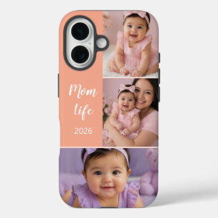 Coques iPhone 16 La vie de maman personnalisée avec 3 photos