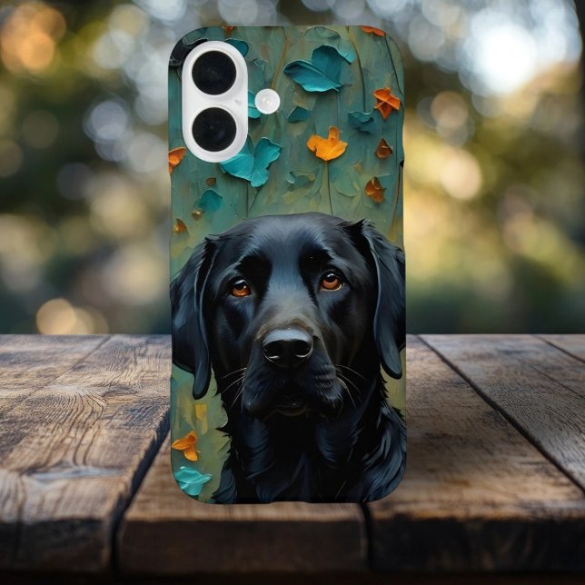 Coques Case-Mate iPhone Labrador noir en Feuille (Black Labrador in Leaves Phone Case by Ricaso.  Stunning artwork on a cell case. many models
)