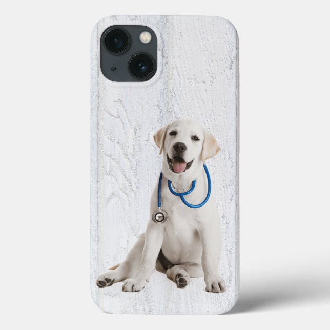 Coques Case-Mate iPhone Labrador Retriever on Whitewashed Wood (Verso)