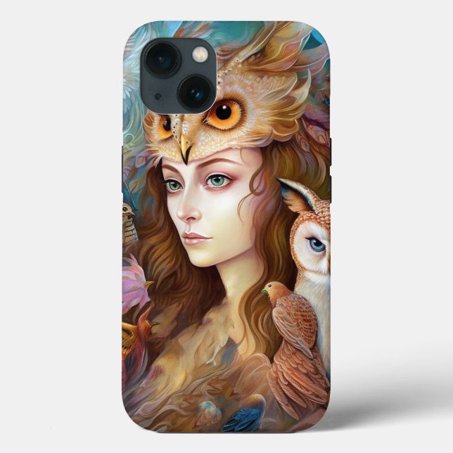 Coques Case-Mate iPhone Lady With Owl Surreal Imaginaire Art (Verso)