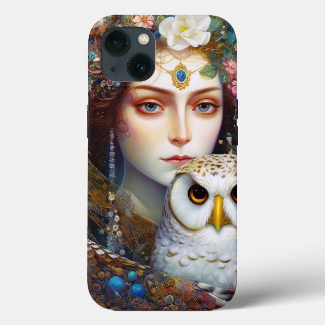 Coques Case-Mate iPhone Lady With Owl Surreal Imaginaire Art (Verso)