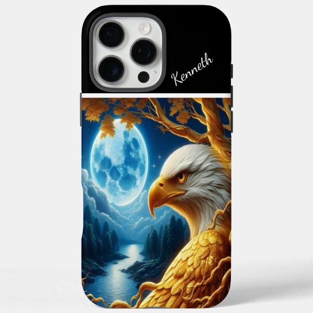 Coques Case-Mate iPhone L'aigle bleu de la Lune Silhouette (Verso)