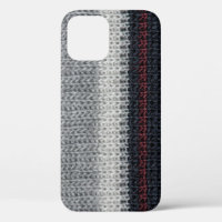 Laine de tricot : rouge, rayures blanches.