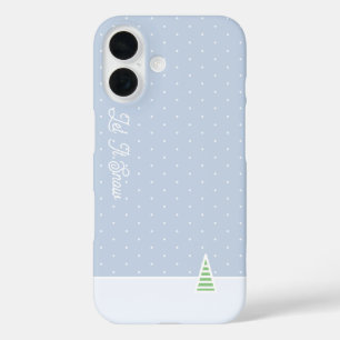 Coques iPhone 16 Laisser neiger un arbre d'hiver minuscule Ice Blue