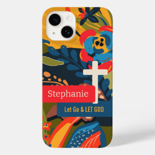 Coque Pour iPhone 14 Laissez Dieu Abstrait Floral