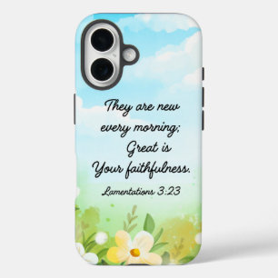 Coques iPhone 16 Lamentations 3:23 Printemps Jaune Chrétien