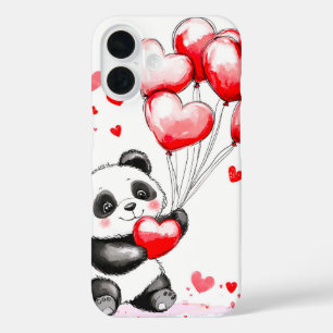 Coques iPhone 16 L'amour du Panda de ballon dans l'air