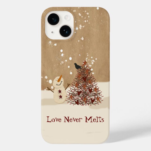 Coques Case-Mate iPhone L'amour ne fond jamais Snowman (Verso)