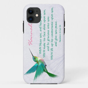 Coque iPhone 11 L'anglais de colibri de bénédiction d'Aaronic
