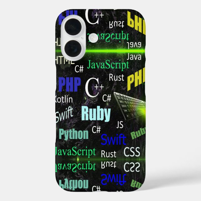 Coques Case-Mate iPhone Langues de programmation bleu et jaune (Verso)