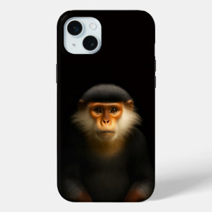 Coque iPhone 15 Mini Langur douc rouge, Black 4 Luxe