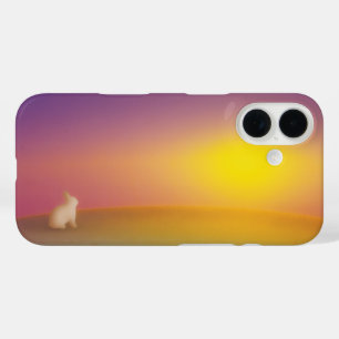 Coques iPhone 16 Lapin blanc mignon sur Grassy Hill au lever du sol
