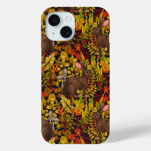 Coque Pour iPhone 15 Lapin d'automne en noir