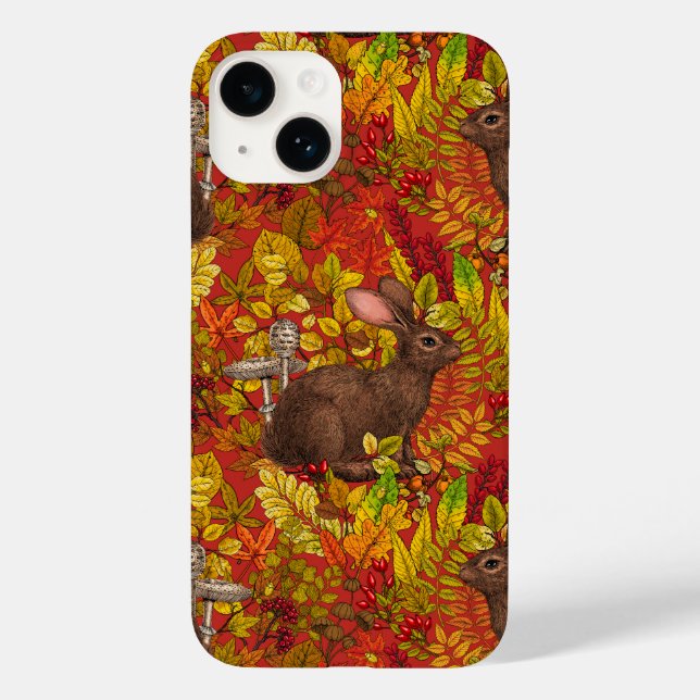 Coques Case-Mate iPhone Lapin d'automne en rouge (Verso)