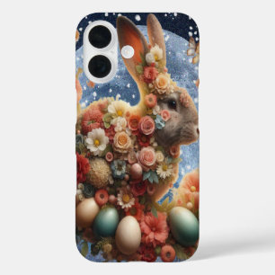 Coques iPhone 16 Lapin de Pâques en fleurs 