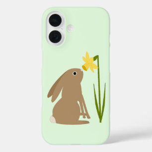Coques iPhone 16 Lapin de Pâques et fleur de jonquille