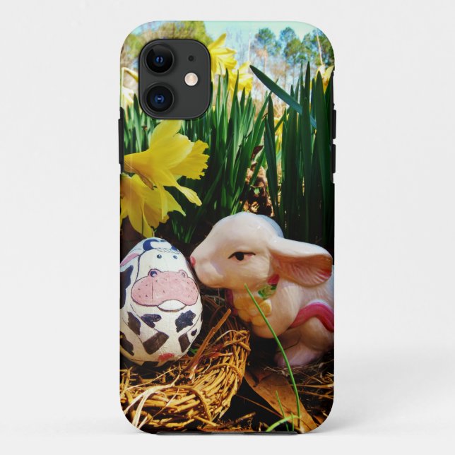 Coques Case-Mate iPhone Lapin de Pâques et oeuf de vache (Dos)