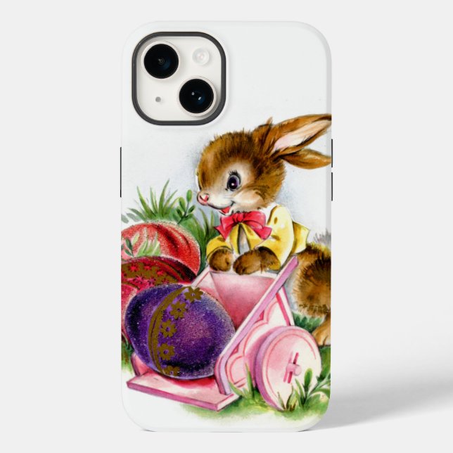 Coques Case-Mate iPhone lapin de Pâques vintage rétro (Verso)