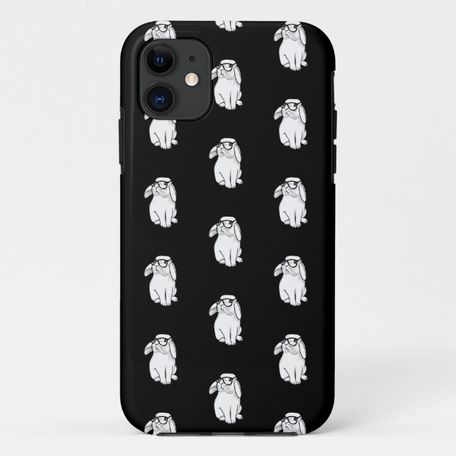 Coques Case-Mate iPhone Lapin Hipster Drôle Lapin Avec Lunettes Mignonne A (Dos)