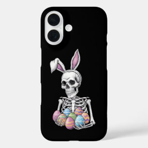 Coques iPhone 16 Lapin squelette tenant des œufs de Pâques Lapin dr