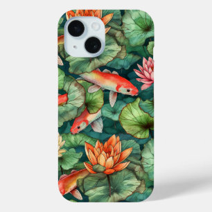 Coque Pour iPhone 15 L'aquarelle Koi et la nappe d'eau à peine là