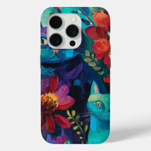 Coque iPhone 15 Pro L'art vintage de Van Gogh - Chats parmi les fleurs