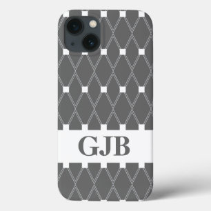 iPhone 13 Coque Latis de Jacquard gris avec monogramme