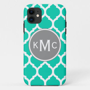 Coque Case-Mate Pour iPhone Lattice marocain turquoise gris
