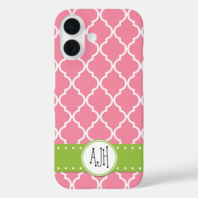 Coques Case-Mate iPhone Latticwork rose, Quatrefoil, Trellis, Monogramme (Verso)