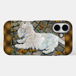 Coques iPhone 16 L'automne laisse Westie sur Patio