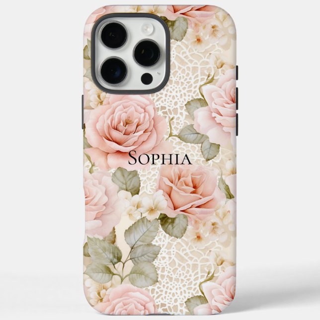 Coques Case-Mate iPhone Lavage de roses roses florales de mariage (Verso)