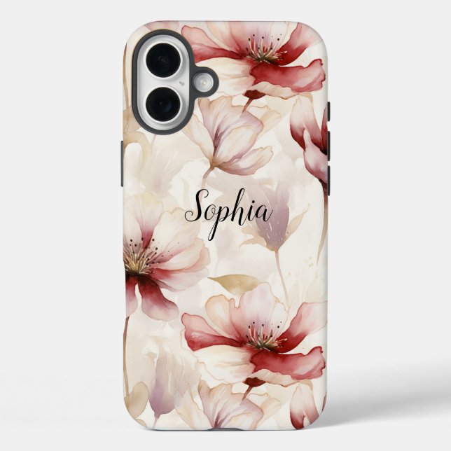 Coques Case-Mate iPhone Lavande de crème Bourgogne Florale (Verso)