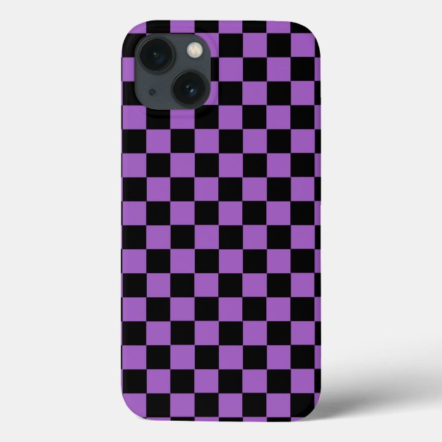 Coques Case-Mate iPhone Lavande et Motif À damiers noir (Verso)