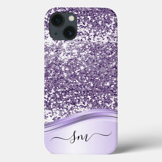 Coques Case-Mate iPhone Lavande Parties scintillant violet Look Monogramme (Verso)