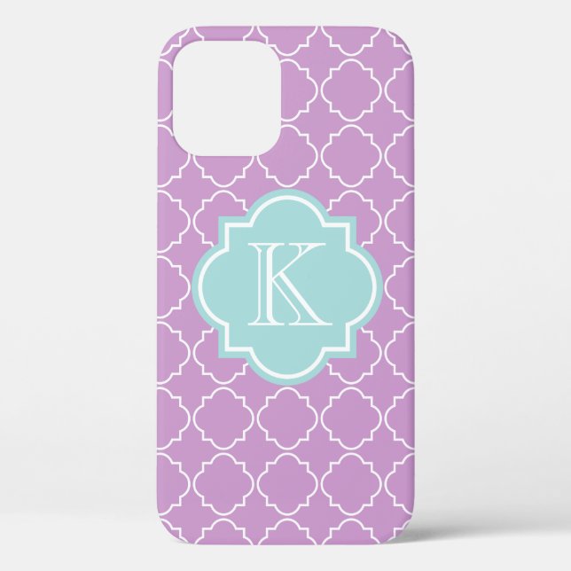 Coques Case-Mate iPhone Lavande violet treillis motif iPhone 12 couverture (Verso)
